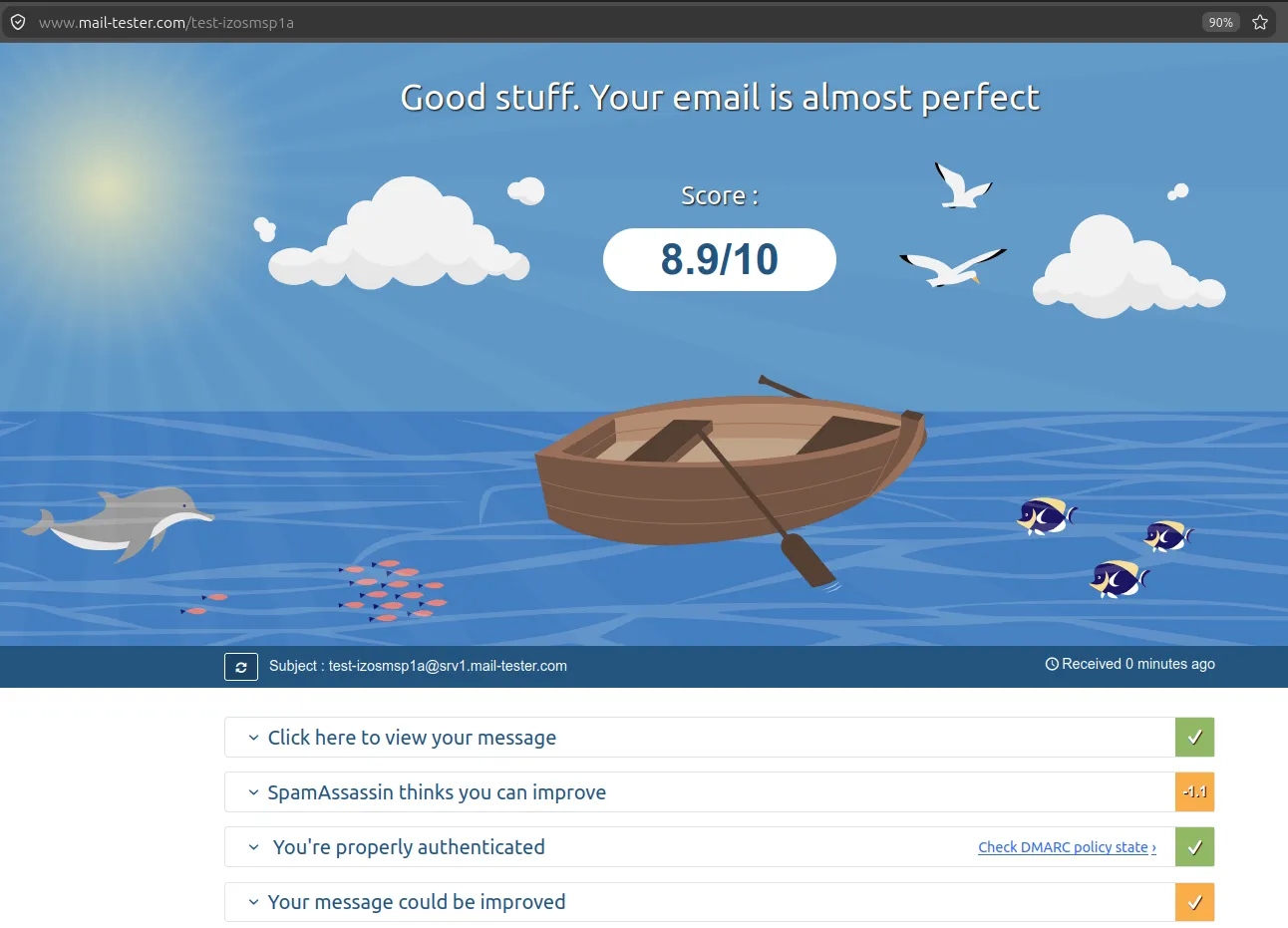 mail-tester.com spam test report